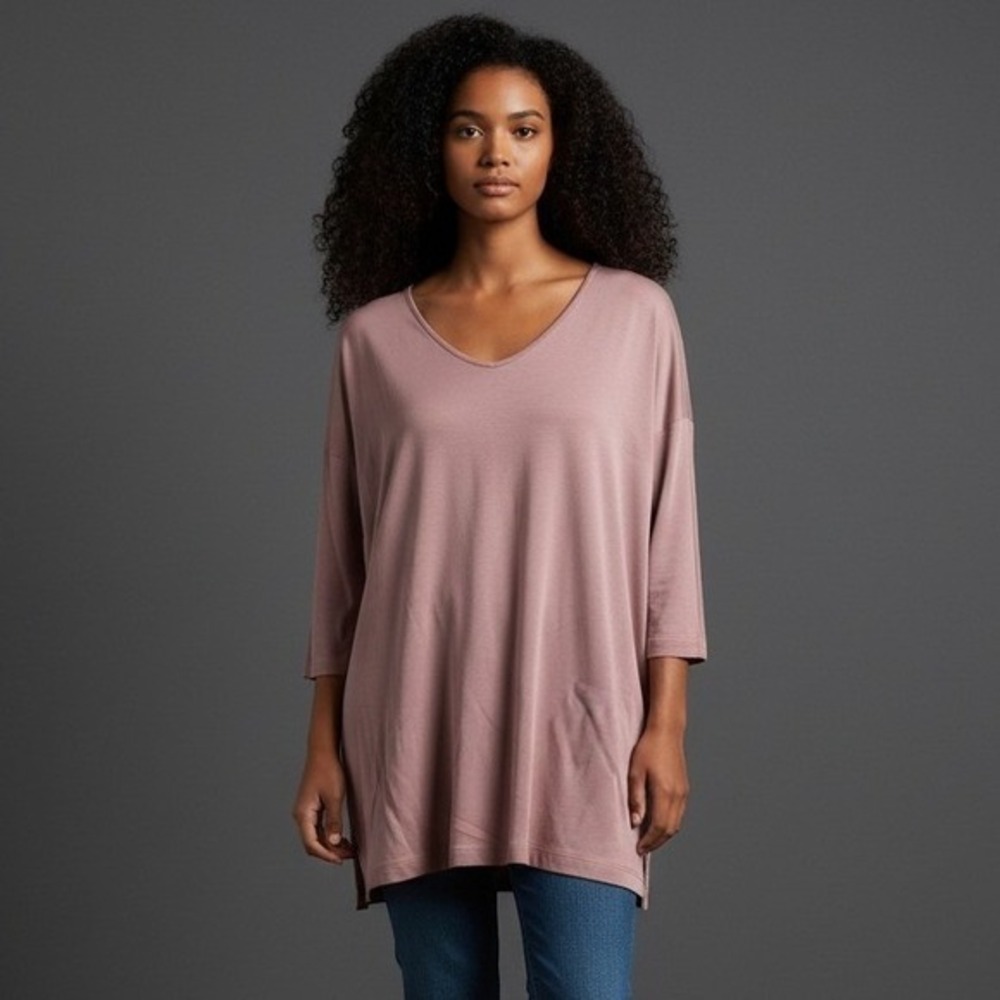 Pure Jill Tunic Top Medium Pink Modal Blend Oversized Comfort‎ Sustainable